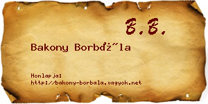 Bakony Borbála névjegykártya